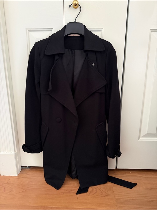 LF Jackets & Blazers - Women Black Trench Coat with Waist Belt